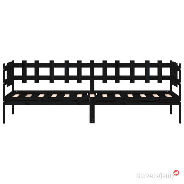 Łóżko dzienne czarne lite drewno sosnowe 90x200 68cm