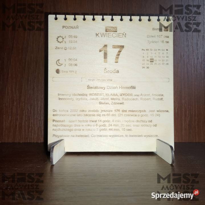 Kartka z kalendarza 17 drewno 18 40 50urodziny