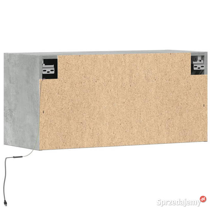 Ścienna szafka TV z LED szarość betonu 80x31x35 mazowieckie Warszawa