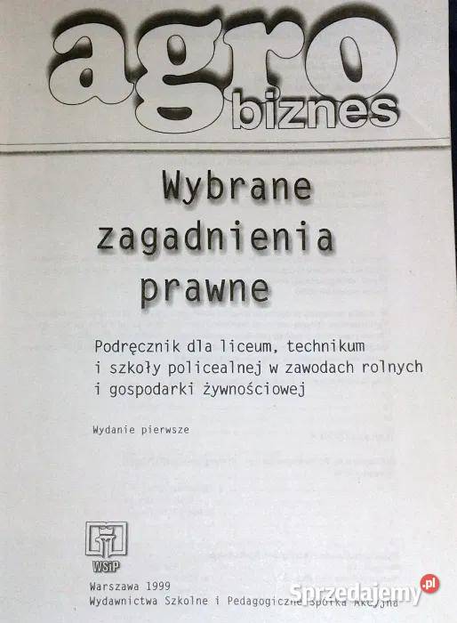 Agrobiznes Wybrane zagadnienia prawne Janina lubelskie Chełm sprzedam