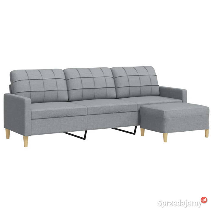 3osobowa sofa z podnóżkiem jasnoszary 210