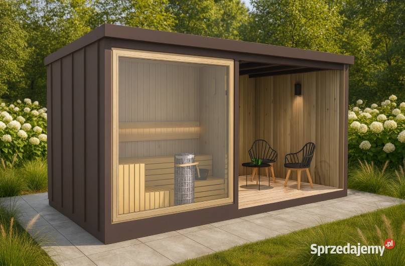 Sauna ogrodowa z wiatą 500x245x230 projekty Częstochowa