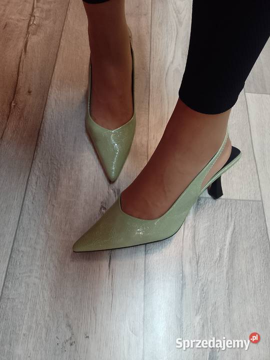 4041 Zielone ołówkowe Czółenka wieczorowe z małopolskie Kraków