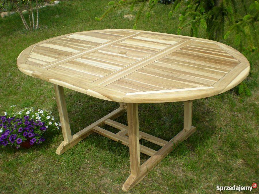 Solidny stół ogrodowy z drewna teakowego 120 170 Meble ogrodowe Konin