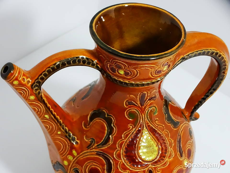 Dzbanek ceramiczny dekoracyjny ręcznie zdobiony Biłgoraj