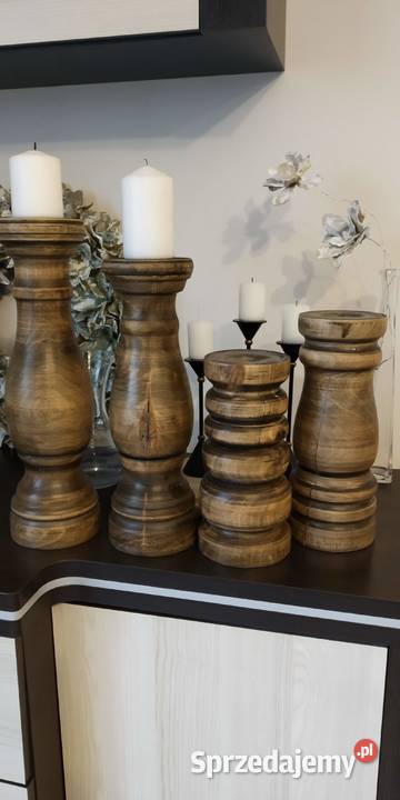 Świeczniki drewniane toczone ręcznie Styl Dekoracje i ozdoby
