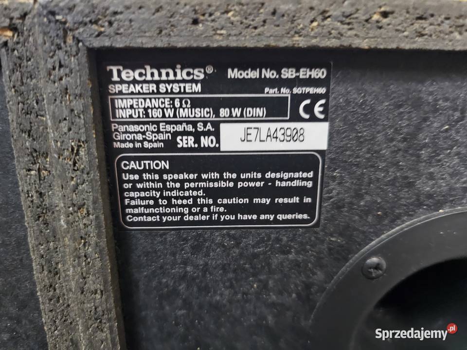 Kolumny stereo głośniki Technics SBEH60 wysyłka małopolskie Kraków