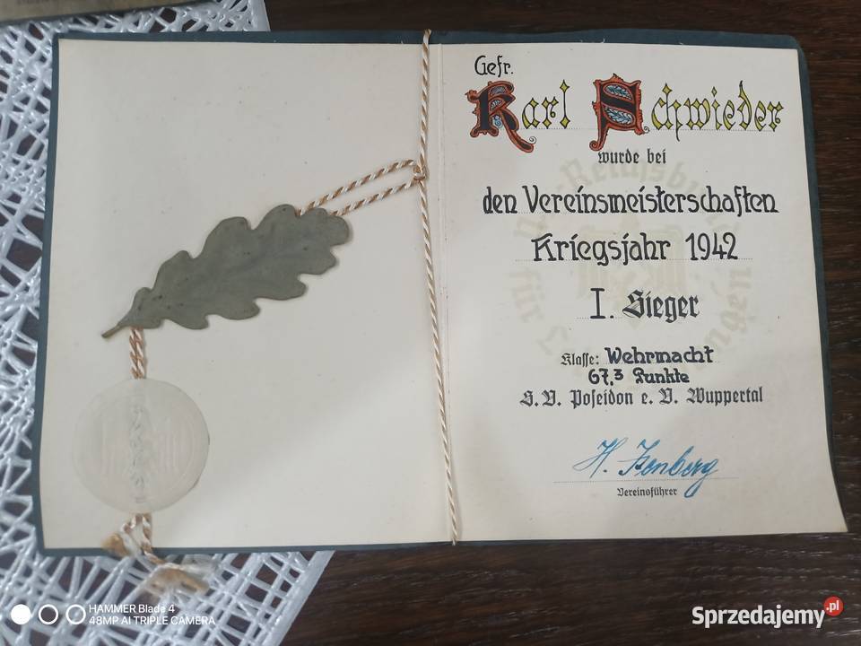 Militaria stare dokumenty Olszyna sprzedam