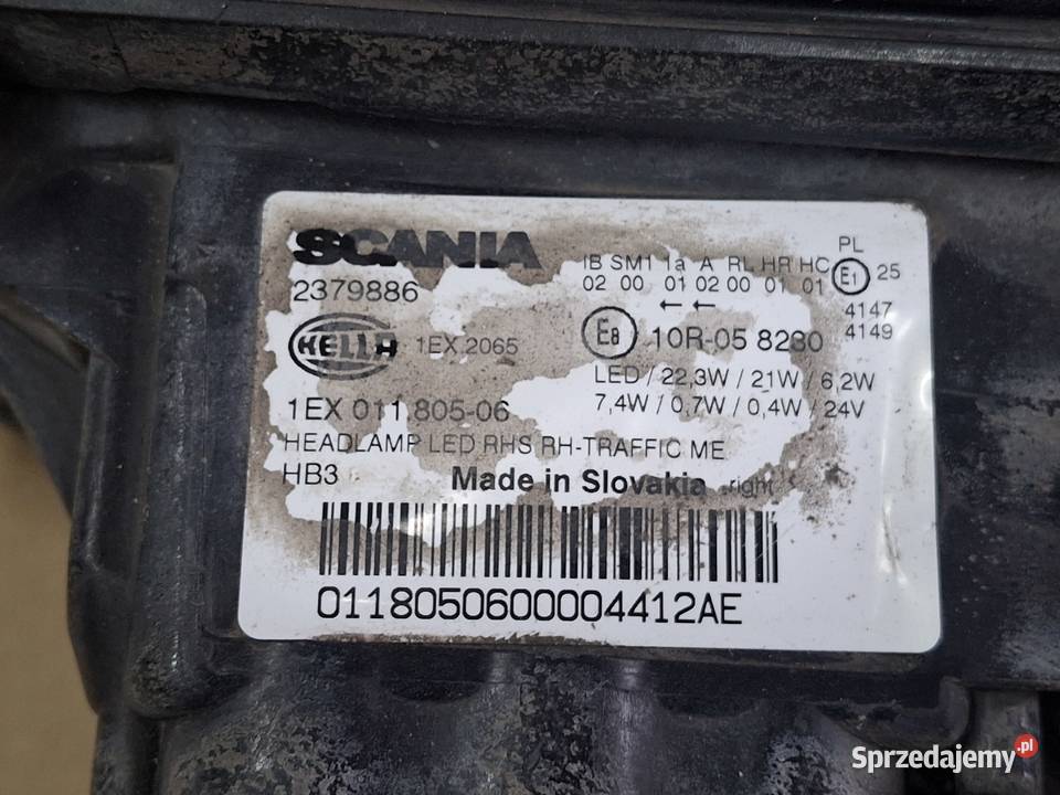 SCANIA R S REFLEKTOR FULL LED PRAWY LAMPA PRAWA ciężarowe Bieleń