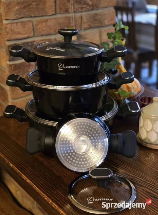 259 Garnki lakierowane czarne 4 sztuki Masterpan Garnki i szybkowary śląskie Zabrze
