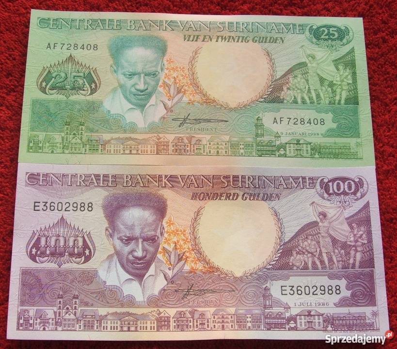 SURINAM Kolekcjonerskie Banknoty Zestaw - 2 sztuki UNC