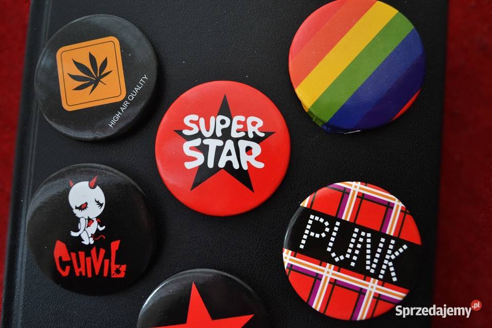 Przypinki Buttony Tęcza Peace 420 konopia Punk Toruń