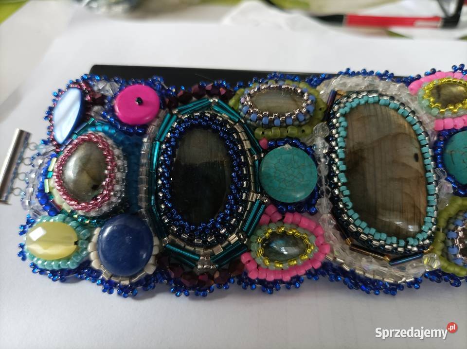 Duuza bransoleta larimaru kamienie beading Częstochowa