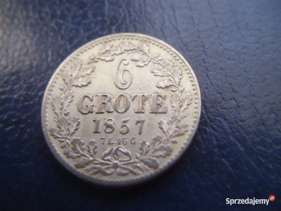 Sare monety 6 grote 1857 Brema Niemcy srebro Lesko