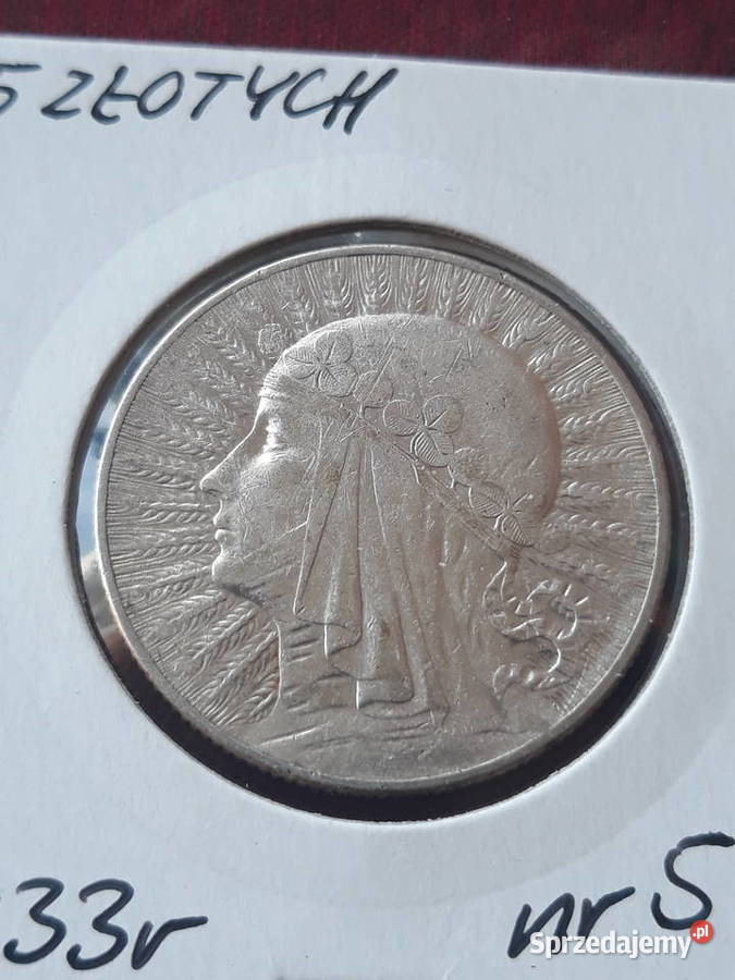 5 Głowa kobiety 1933 r 5 Piękne Numizmatyka