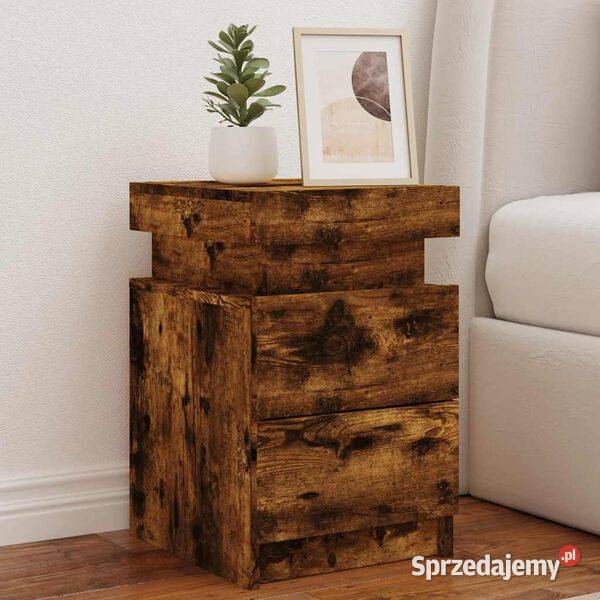 vidaXL Szafki nocne z LED 2 przydymiony dąb Warszawa