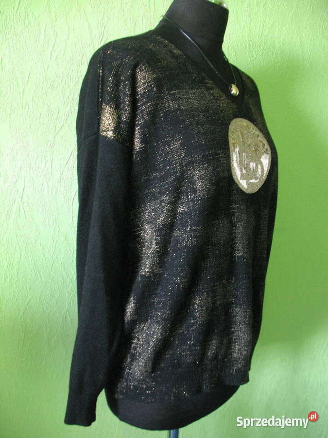 Bluzka cienki sweter z akrylu Italia 42 44 biust czarny Siedlce sprzedam