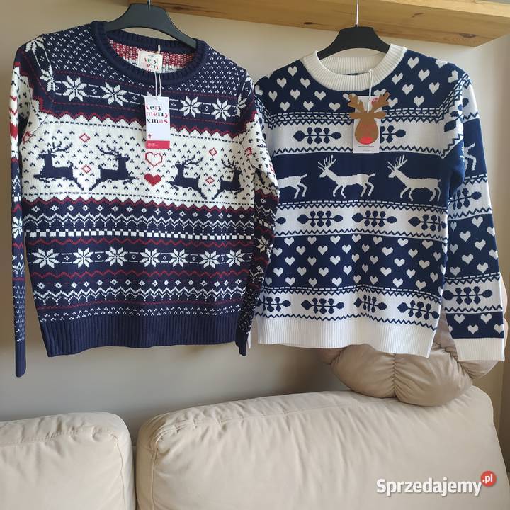 Sweter norweskie wzory na S 2 sztuki biały Koszalin sprzedam