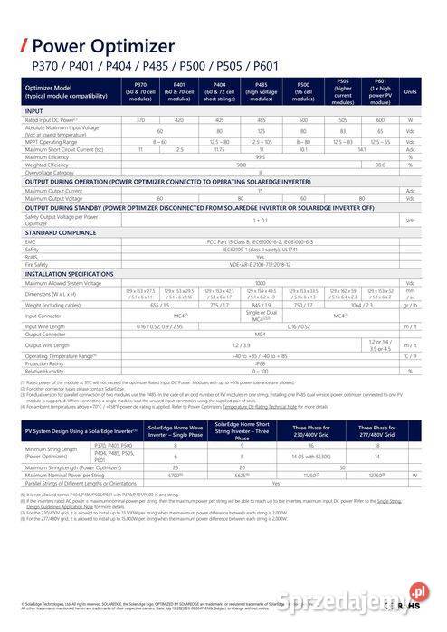 Optymalizator mocy SolarEdge P4044RM4MRM
