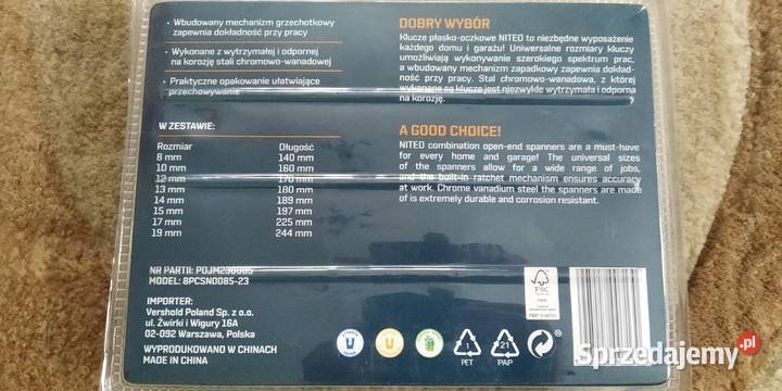 Zestaw kluczy płaskooczkowych Niteo 824MM 10 Bychawa