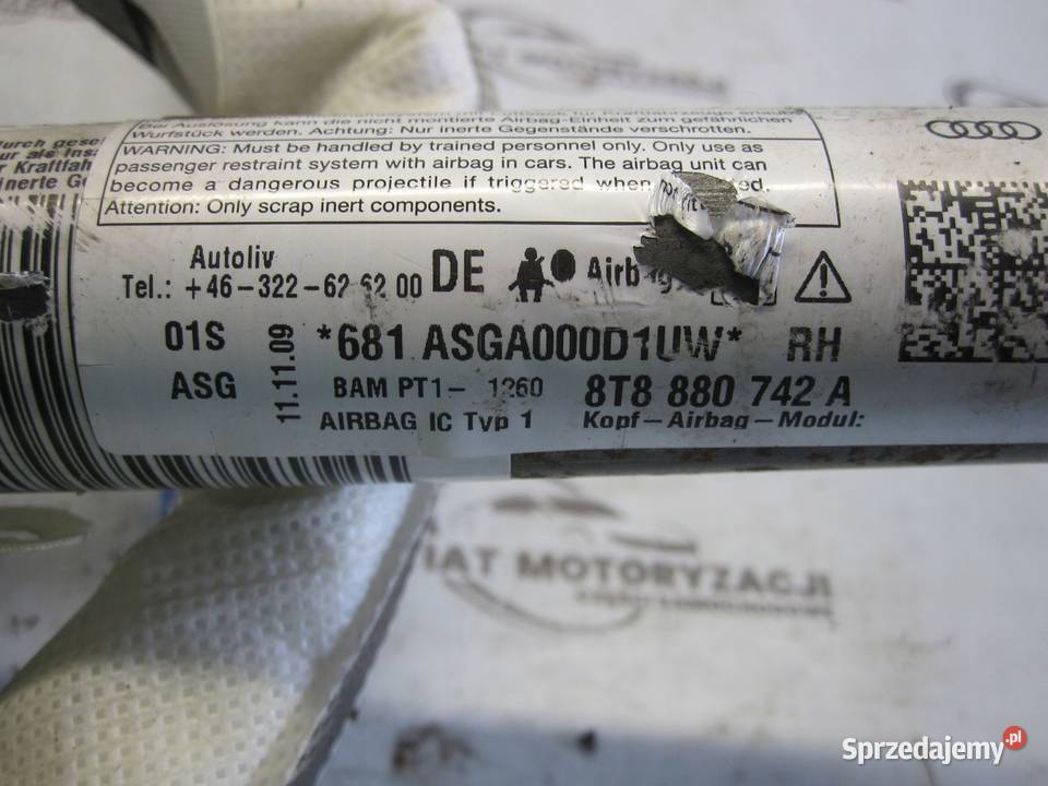 AUDI A5 8T 10r AIRBAG kurtyna prawa 8T8880742A Wyposażenie wnętrza Kielce