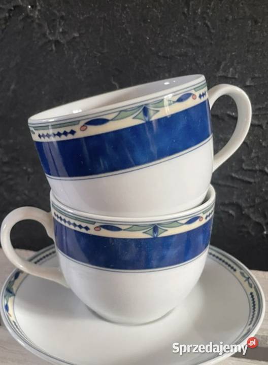 Dwie filiżanki plus podstawka porcelana Książ Filiżanki i spodki dolnośląskie Wałbrzych