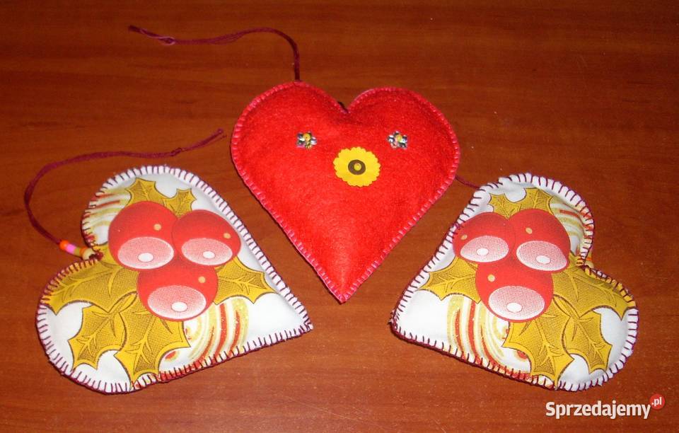 Bombki serduszka rękodzieło 9 sztuk Lublin