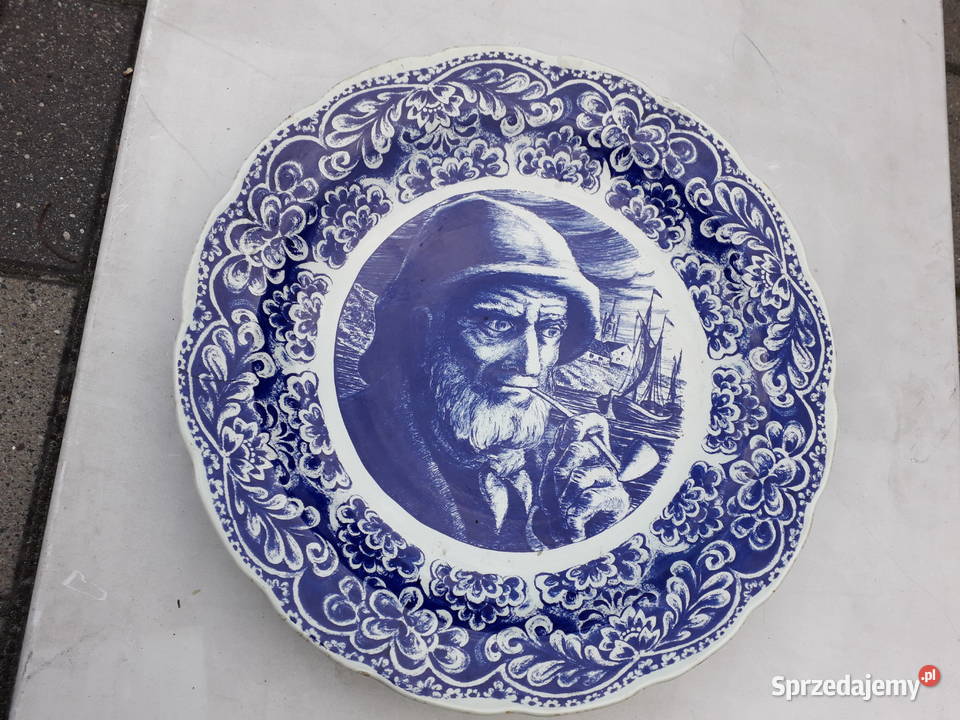 Duży talerz Boch Belgium w stylu Delft sygnowany Warszawa sprzedam