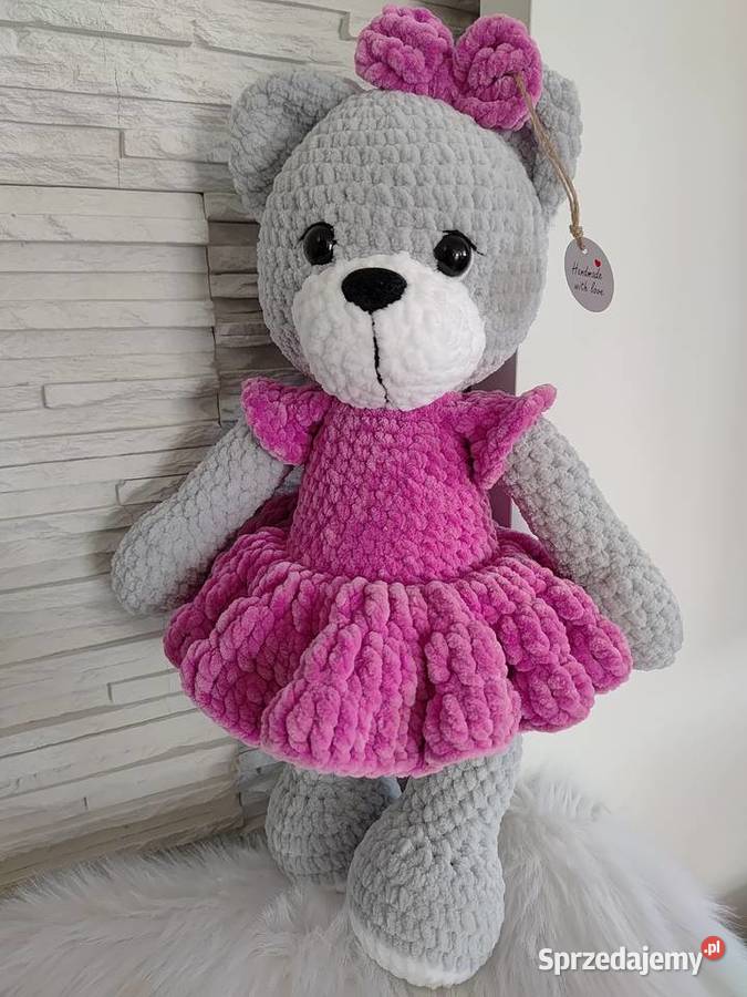 Miś wykonany na szydełku DOSTĘPNY RĘKI Myszków sprzedam