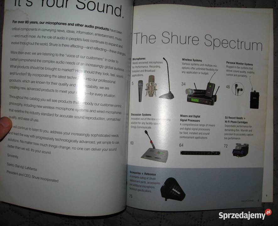 SHURE 2006 Product Catalog katalog Sprzęt estradowy, studyjny i DJ-ski Kępice sprzedam