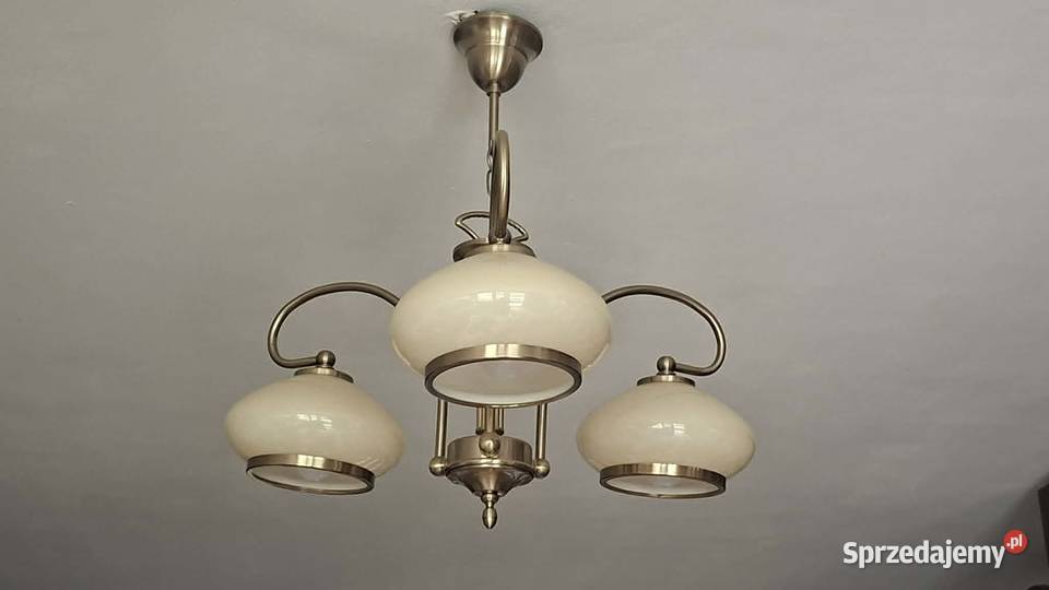 Żyrandol złoty patyna 3 klosze lampa Kraków