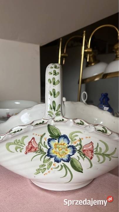 Koszyk ręcznie malowany Bez sygnaturki Fajans Gdańsk