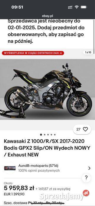 Kawasaki Z1000 Z1000SXR Wydechy Bodis GPX2S 0751 Poznań