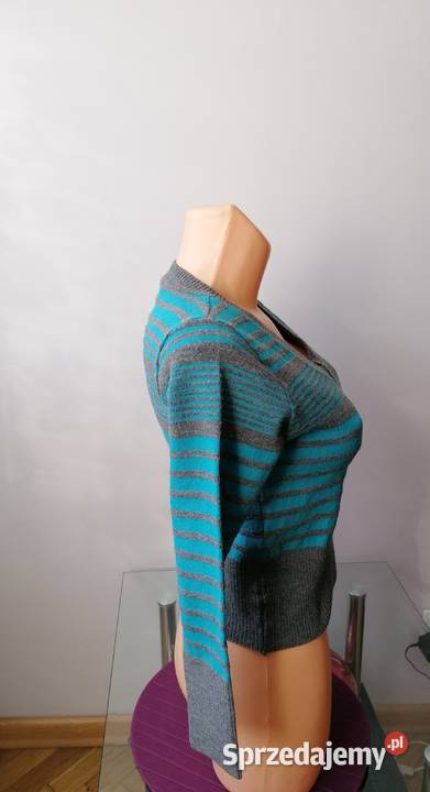 DAMSKI KRÓTKI SWETER W PASY MODENA RUNIWERSALNY Łódź