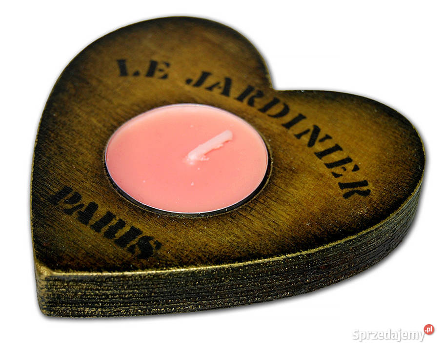 ŚWIECZNIK SERCE drewniany RUSTYKALNY TEALIGHT Dekoracje i ozdoby Bydgoszcz