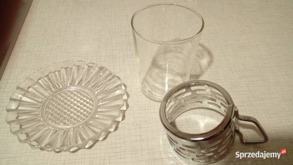 Szklanki w koszyczkach metalowych niklowanych 6 Warszawa