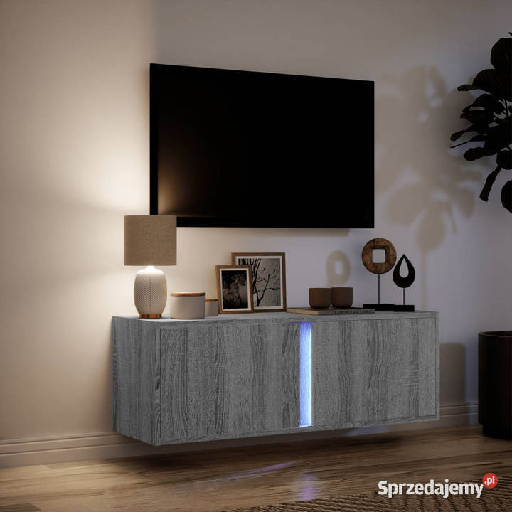 Ścienna szafka TV z LED szary dąb sonoma RTV mazowieckie Warszawa