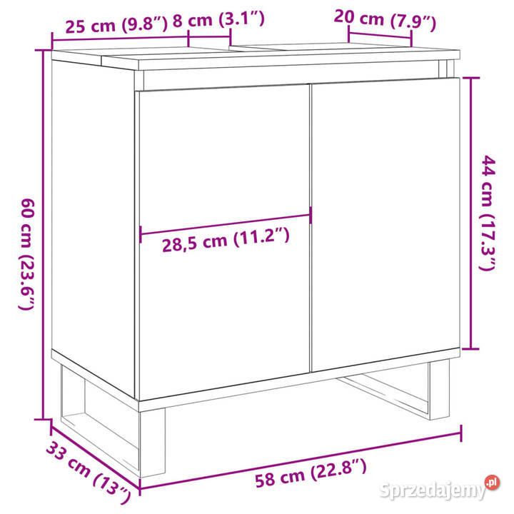 Szafka łazienkowa dąb artisan 58x33x60 WM857221 sprzedam