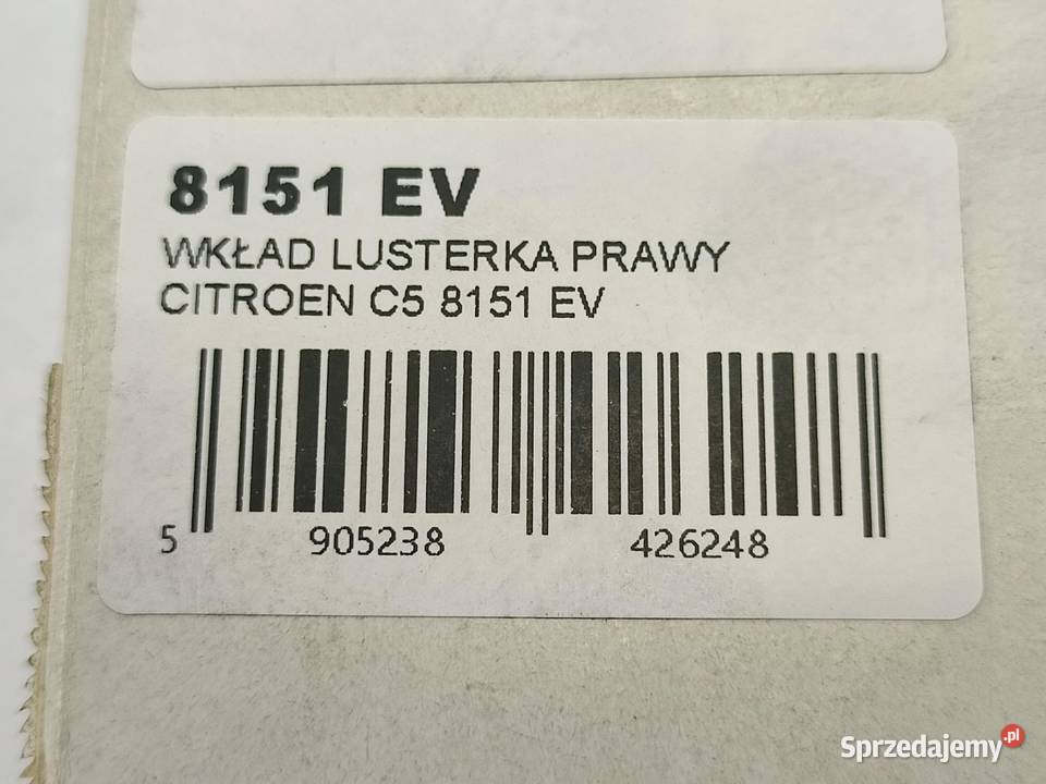 WKŁAD LUSTERKA PRAWY CITROEN C5 II RC 2004 osobowe lubelskie sprzedam