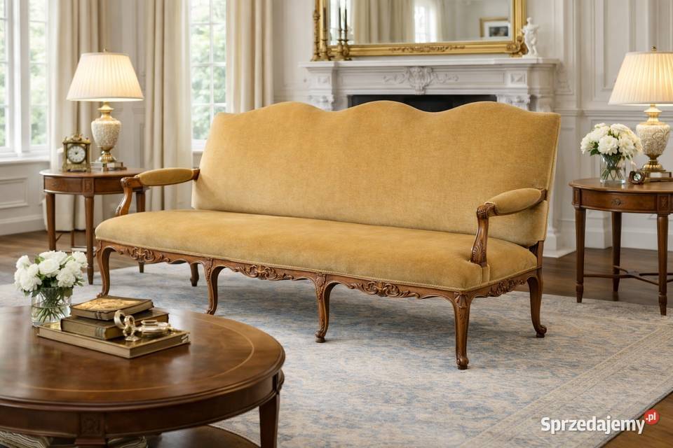 Klasyczna sofa trzyosobowa w stylu ludwikowskim Budno