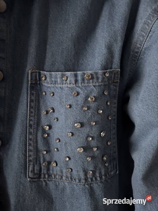 Sinsay r M dżinsowa koszula z ozdobną kieszenią wielkopolskie