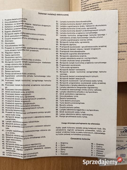 Instrukcja obsługi samochodu FSO Polonez 1980r Grudziądz sprzedam