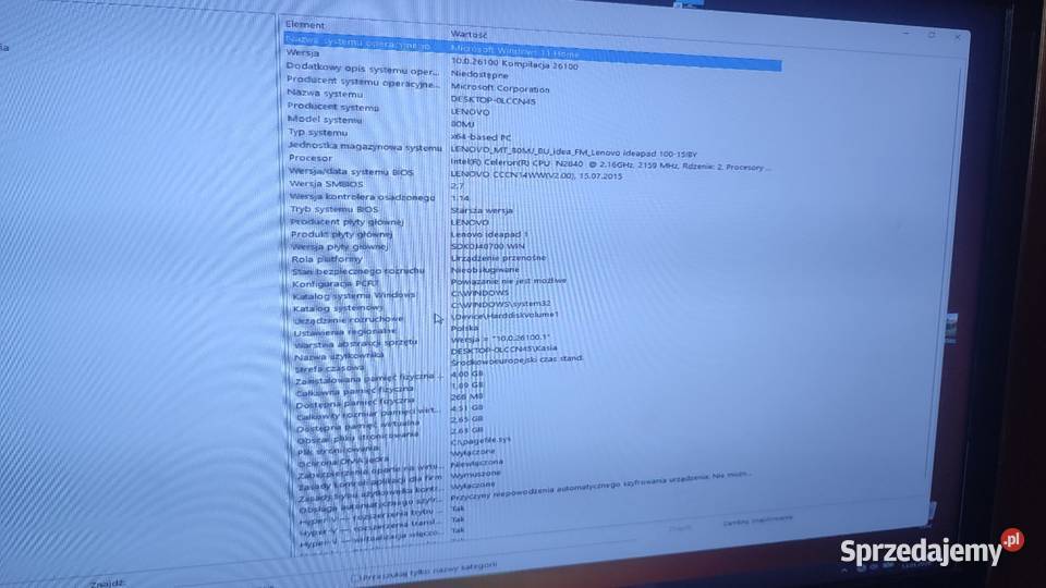 Lenovo Ideapad 10015lby 4GB RAM 250GB SSD Taktowanie 216 Chynów