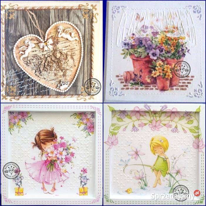 Obrazki decoupage różne wzory Dekoracje i ozdoby