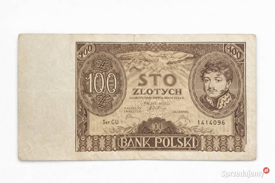 100 Bank Polski 1934 przedwojenny banknot śląskie Gliwice