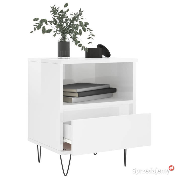 Szafki nocne 2 białe wysoki połysk 40x35x50 Meble mazowieckie