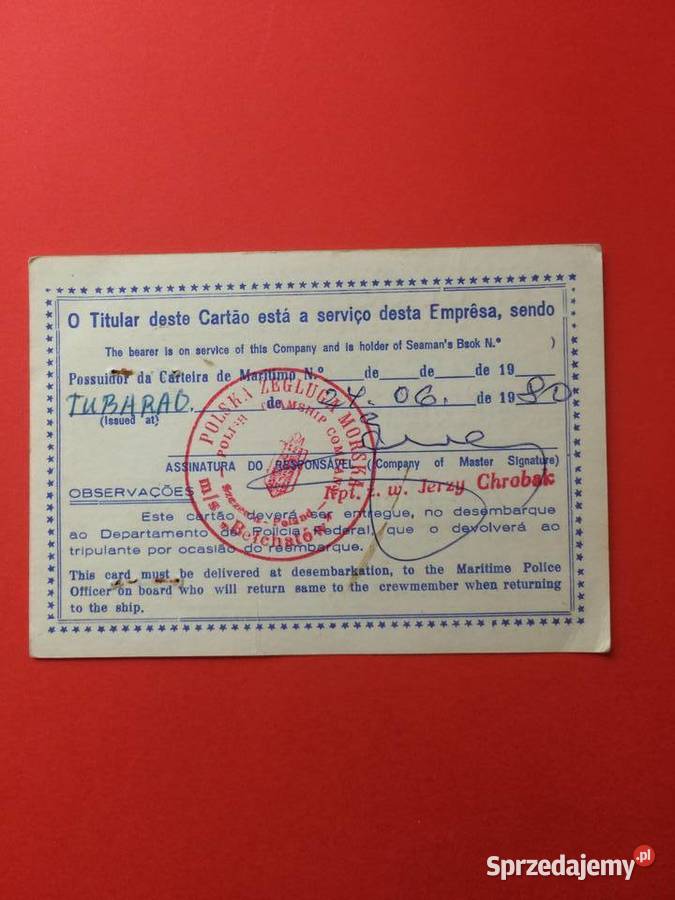 1597 Karta Załogi Morskiej Szczecin