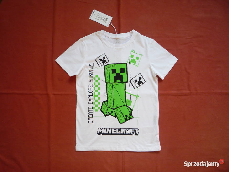 Nowa Guppy 146152 Biała koszulka Minecraft Rozmiar 146