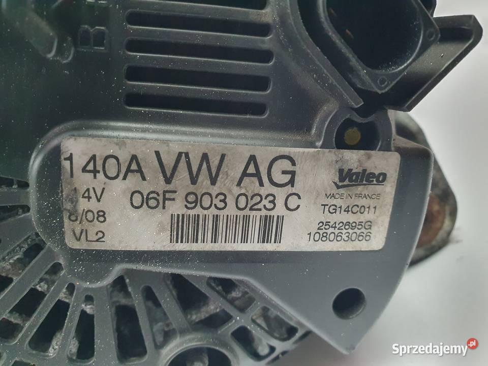 ALTERNATOR VW Golf V 20 TDI Valeo 06F903023C osobowe Układ elektryczny silnika Chełm