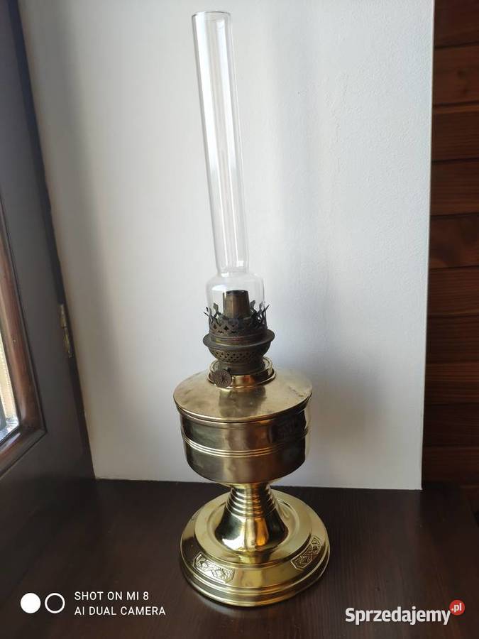 Stara mosiężna pucharowa lampa naftowa XIX w małopolskie Kraków